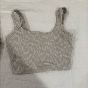 Aerie Beige Patterned Long Sports Bra Top